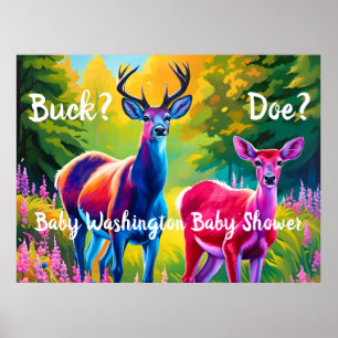 Rosa und Blaue Hirsche Poster