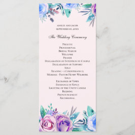 Rosa und blaue Hochzeit mit Blumen. Blume Programm