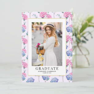 Rosa und blaue Hydrangeas Abschluss Foto Einladung