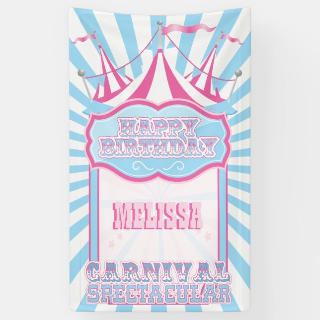 Rosa und blaue Karnevals-Party-Fahne Banner (Vertikal)