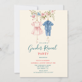 Rosa und blaue Kleidung Gender Reveal Party Einladung