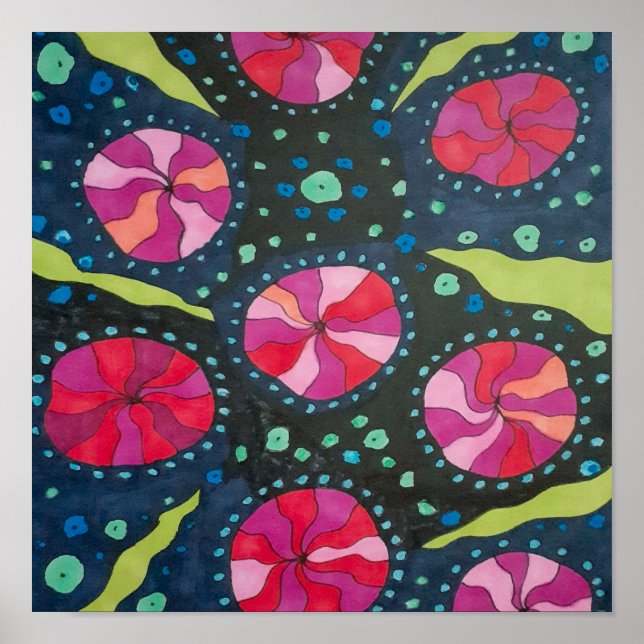 Rosa und blaue kosmische Pop Poster (Vorne)