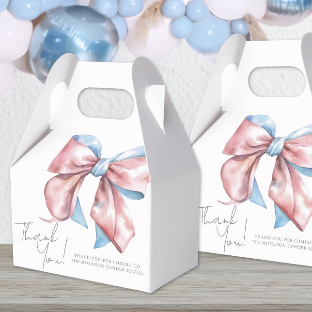 Rosa und blaue Kuh-Geschlechtsübersicht Geschenkschachtel (Pink And Blue Bow Gender Reveal Favor Boxes)