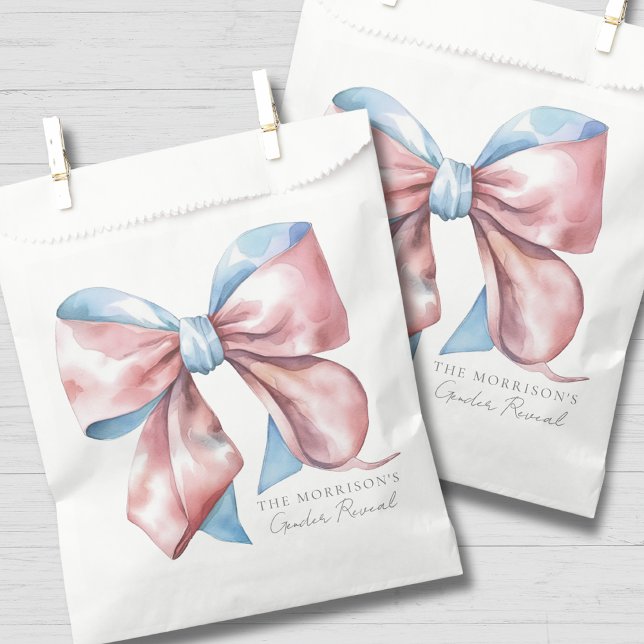 Rosa und blaue Kuh-Geschlechtsübersicht Geschenktütchen (Pink And Blue Bow Gender Reveal Favor Bag )