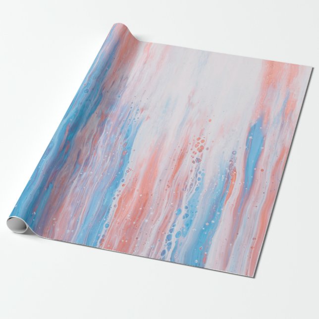 Rosa und blaue Leinwand Geschenkpapier (Ungerollt)