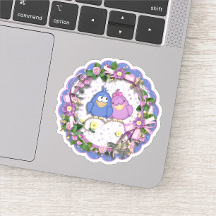 Rosa und blaue liebende Vögel Die Sticker Decal sc
