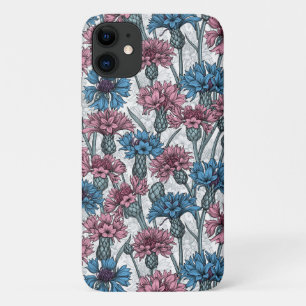 Rosa und blaue Maisblumen, weiße Blume Case-Mate iPhone Hülle