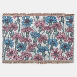 Rosa und blaue Maisblumen, weiße Blume Decke