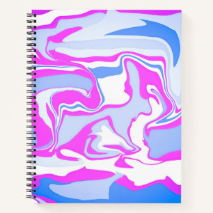 Rosa und blaue Marmorierung Notizbuch