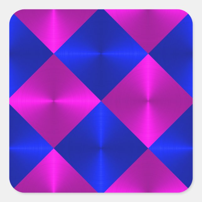 Rosa und blaue Metallische Suchplätze Quadratischer Aufkleber (Vorderseite)