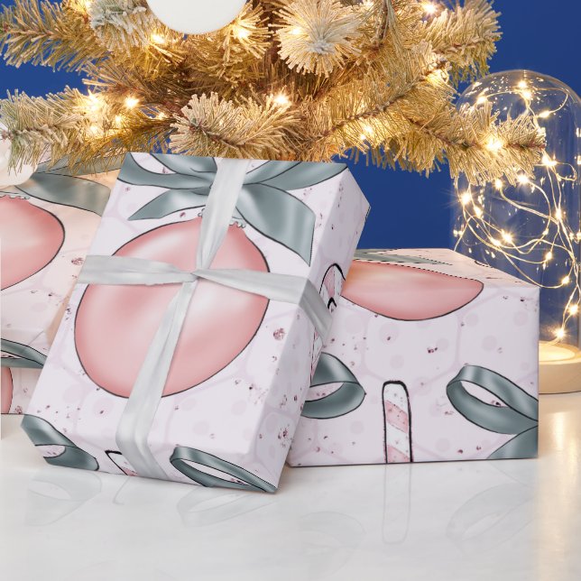 Rosa und blaue Ornamente Weihnachten Geschenkpapier (Feiertage)