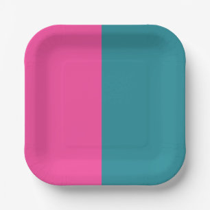 Rosa und blaue Papierplatte Pappteller