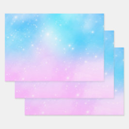 Rosa und blaue Pastellfarben Gradient Sky Geschenkpapier Set