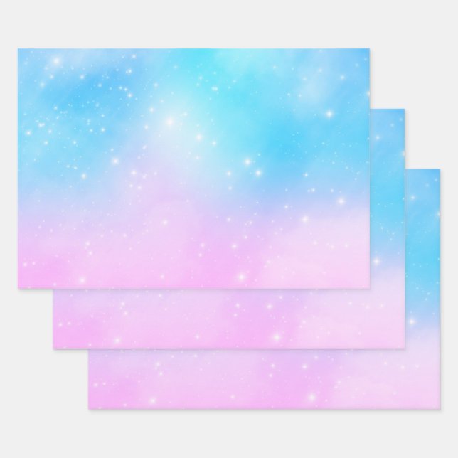 Rosa und blaue Pastellfarben Gradient Sky Geschenkpapier Set (Set)