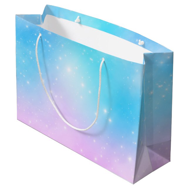 Rosa und blaue Pastellfarben Gradient Sky Große Geschenktüte (Rückseite Schrägansicht)