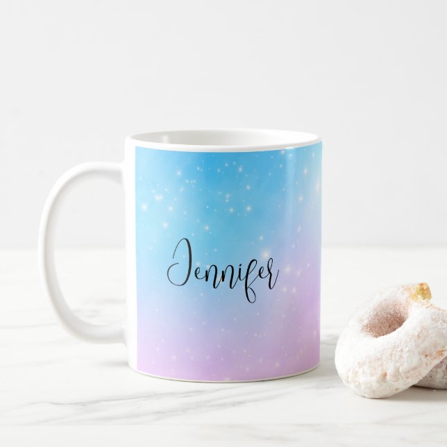 Rosa und blaue Pastellfarben Gradient Sky Kaffeetasse (Mit Donut)