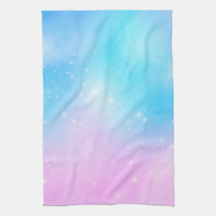 Rosa und blaue Pastellfarben Gradient Sky mit Ster Geschirrtuch