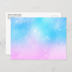 Rosa und blaue Pastellfarben Gradient Sky Postkarte