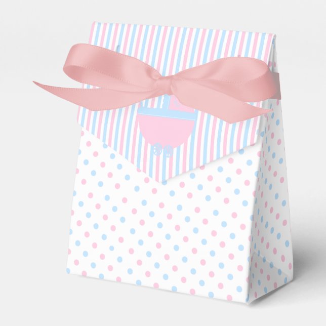Rosa und blaue Reveal Baby-Dusche Geschenkschachtel (Vorderseite)