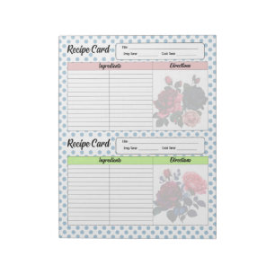 Rosa und blaue Rezept Notizblock
