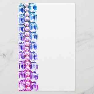 Rosa und blaue Rhinestone und Perlen Briefpapier