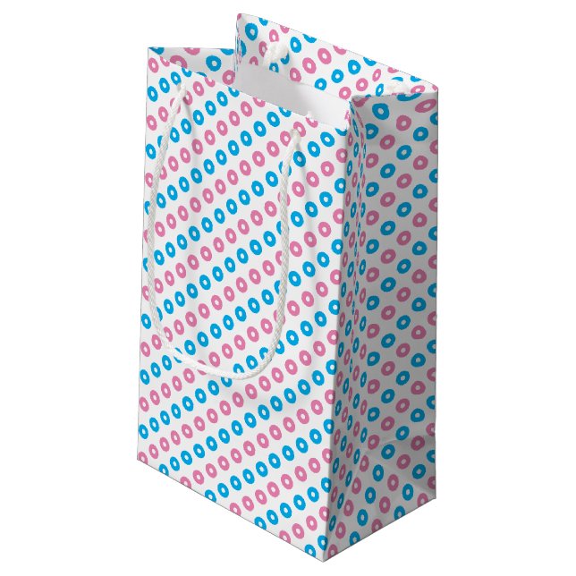 Rosa und blaue Ringe Kleine Geschenktüte (Rückseite Schrägansicht)