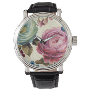 Rosa und blaue Rose Armbanduhr