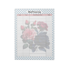 Rosa und blaue Rose Blutdruckprotokoll Notizblock
