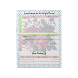 Rosa und blaue Rose Blutzucker und Blutdruck Notizblock