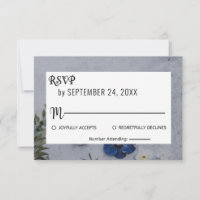 Rosa und blaue Rose botanische Blumenhochzeit RSVP