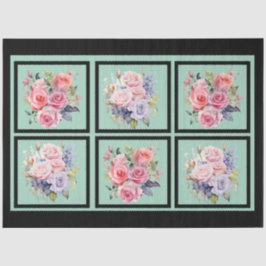 Rosa und blaue Rose Bouquets gepolstert Decoupage Seidenpapier