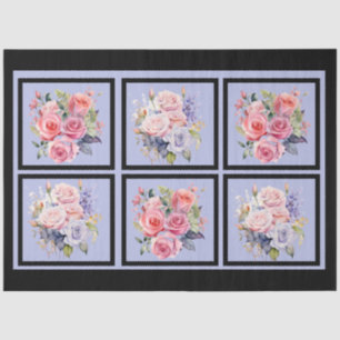 Rosa und blaue Rose Bouquets gepolstert Decoupage Seidenpapier