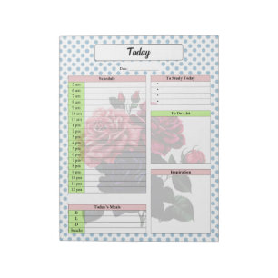 Rosa und blaue Rose - Heute Planer Notizblock