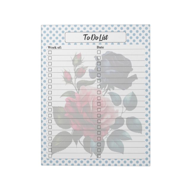 Rosa und blaue Rose Notizblock (Rotiert)