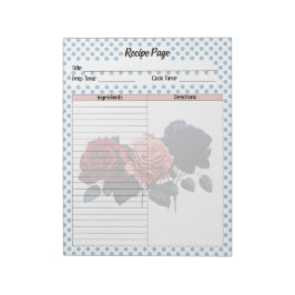 Rosa und blaue Rose Rezept Notizblock
