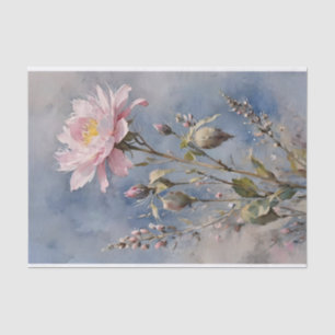 Rosa und blaue Rosen Wasserfarbe Decoupage Seidenpapier