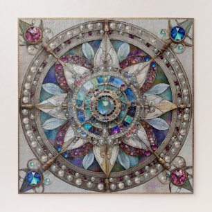 Rosa und Blaue Saphire Diamanten Perlen Mandala