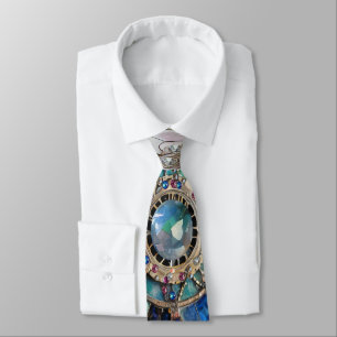 Rosa und Blaue Saphire Diamanten Perlen Mandala Krawatte