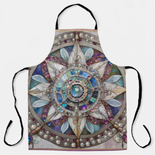Rosa und Blaue Saphire Diamanten Perlen Mandala Schürze