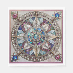 Rosa und Blaue Saphire Diamanten Perlen Mandala Serviette
