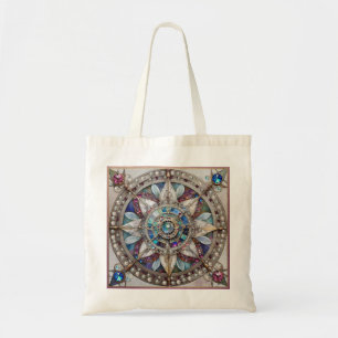 Rosa und Blaue Saphire Diamanten Perlen Mandala Tragetasche