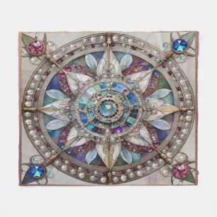 Rosa und blaue Saphire Diamonds Pearls Mandala Fleecedecke