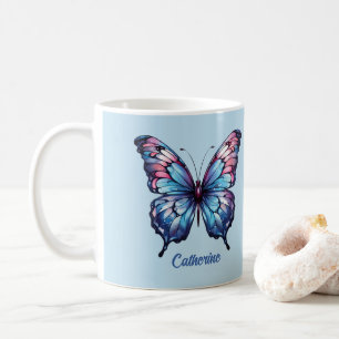 Rosa und blaue Schmetterlingsblume Tasse