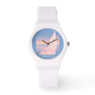 Rosa und blaue Segel weg Armbanduhr
