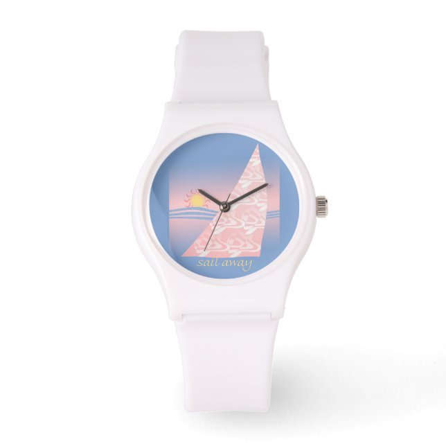 Rosa und blaue Segel weg Armbanduhr (Vorderseite)