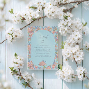 Rosa und blaue Shabby Chicen 16 Geburtstag Einladung