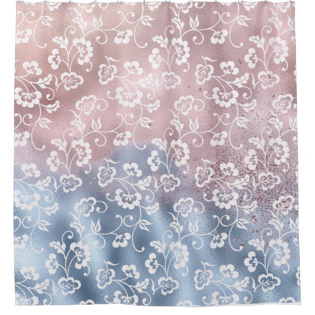 Rosa und blaue Shimmer Duschvorhang (Vorderseite)