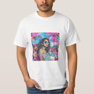 Rosa und blaue Sommerfarben T-Shirt