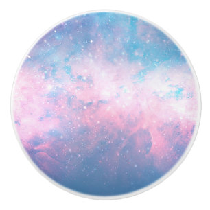 Rosa und blaue sternenförmige kosmische Zuckerwatt Keramikknauf