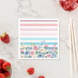 Rosa und blaue Streifen und Blume Serviette